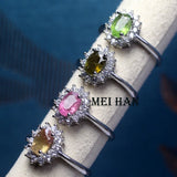 Meihan Natural Colorful Tourmaline Oval Women Ring Gem Cutting