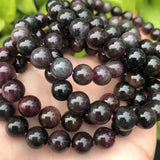 Meihan Dark Red Tourmaline Smooth Round Beads Stone