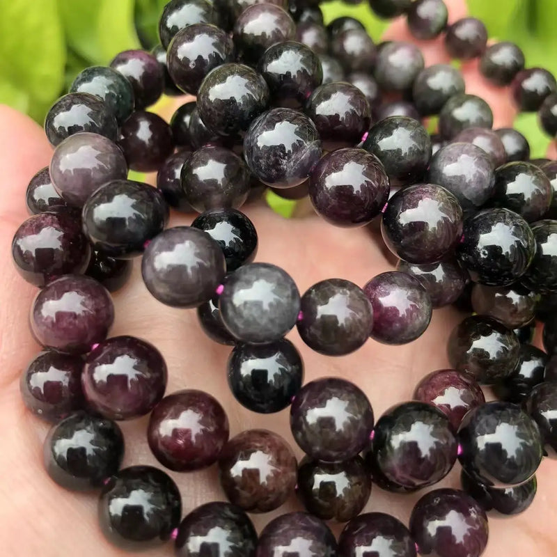 Meihan Dark Red Tourmaline Smooth Round Beads Stone