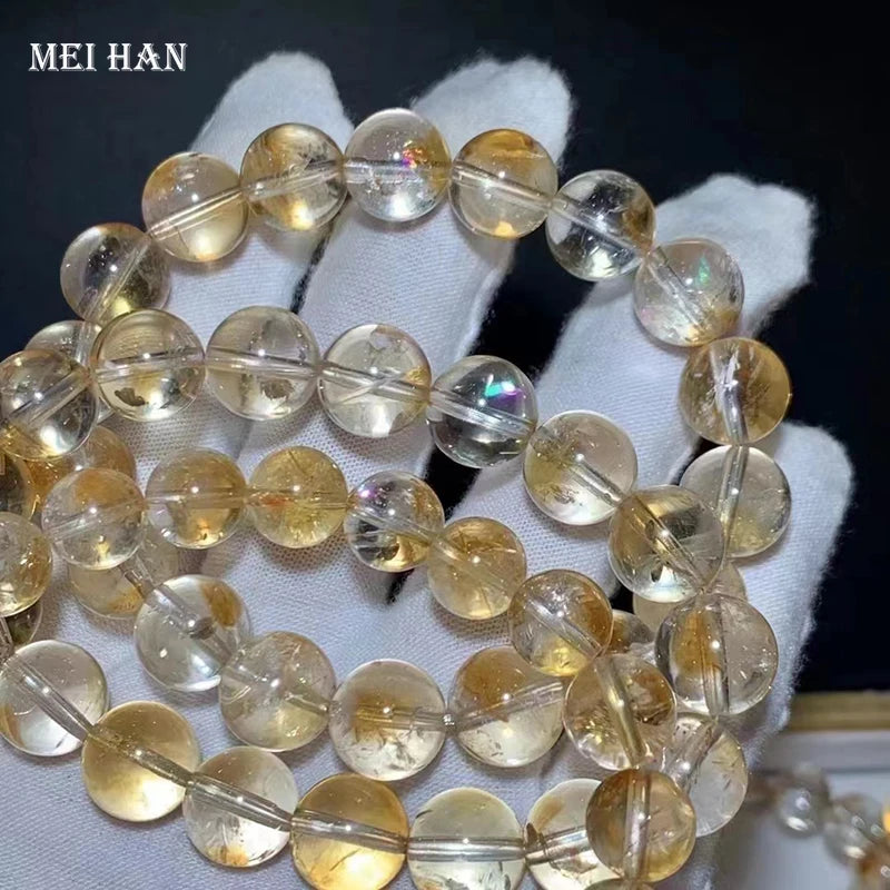 Meihan Natural Yellow Azeztulite Crystal Beads for Jewelry Making DIY