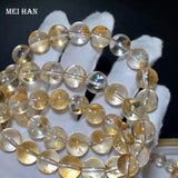 Meihan Natural Yellow Azeztulite Crystal Beads for Jewelry Making DIY