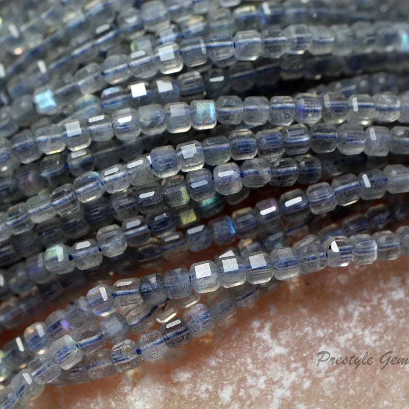 Labradorite Faceted Cube Beads 3.3mm for Jewelry Making DIY