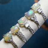 Meihan Natural Opal 925 Silver Oval Adjustable Women Ring