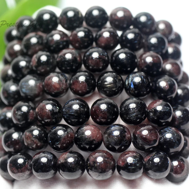Meihan Natural Top Astrophylite Garnet Round Beads