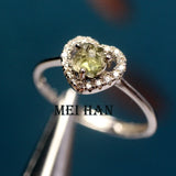 Meihan Natural Czech Moldavite 925 Silver Women Ring