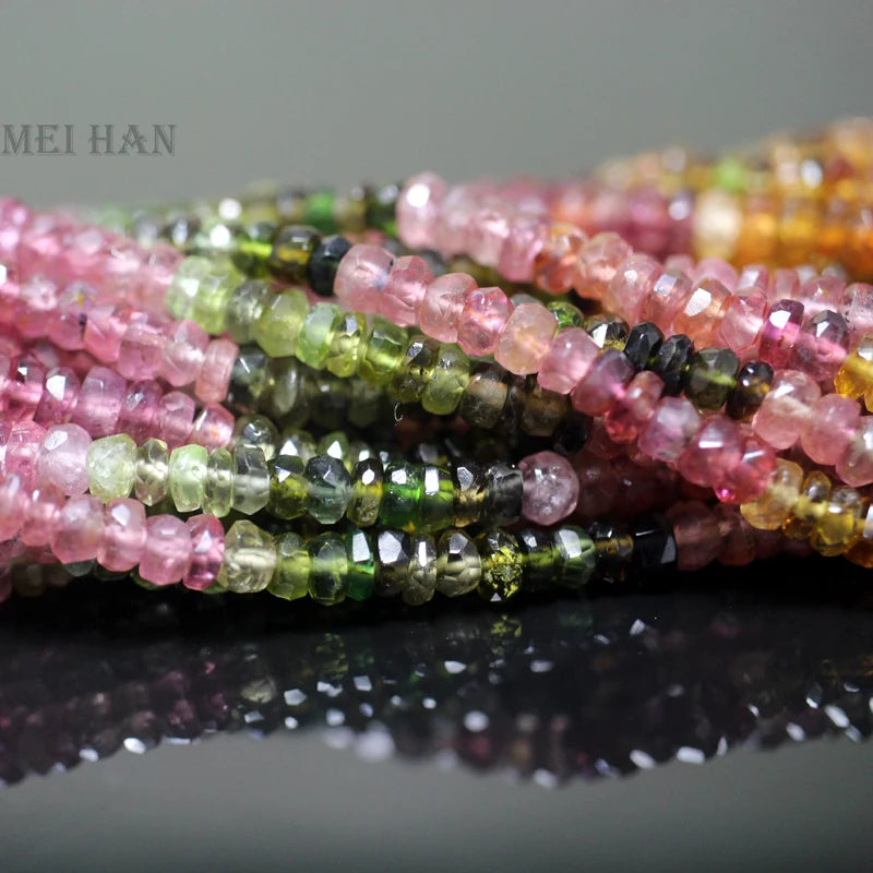 Meihan Colorful Tourmaline Faceted Rondelle Beads for Jewelry Making