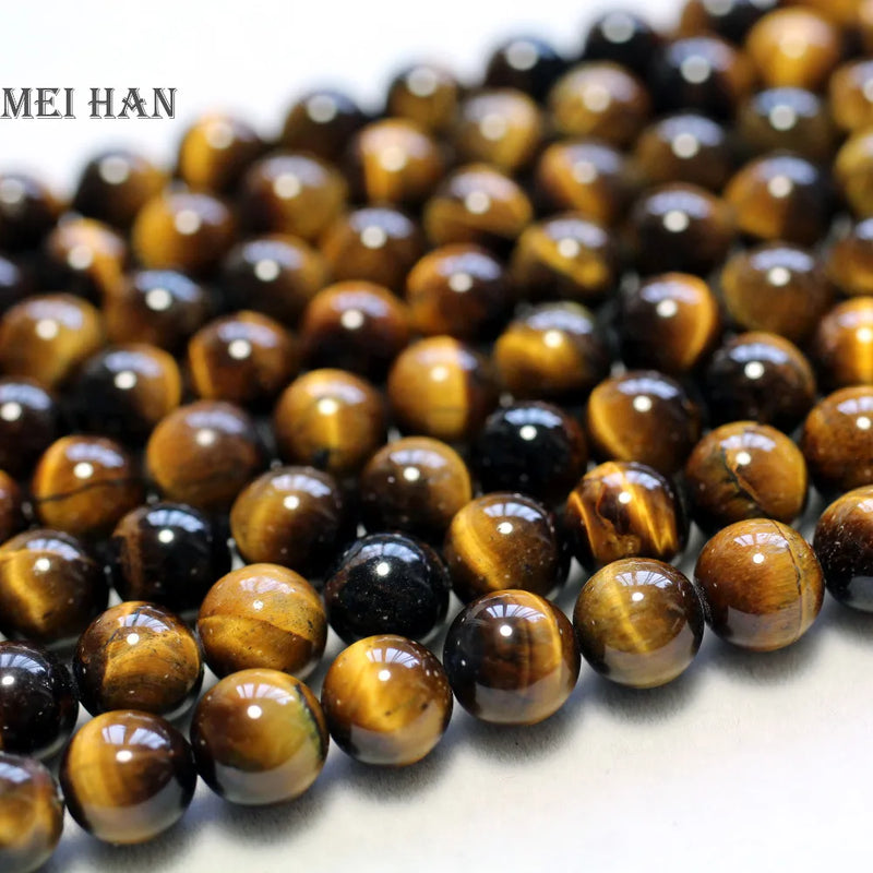 Meihan Natural Brown Tiger Eye Smooth Round Stone Beads 6-12mm