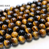Meihan Natural Brown Tiger Eye Smooth Round Stone Beads 6-12mm