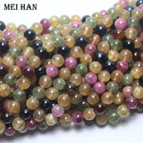 Meihan Natural Colorful Tourmaline 6mm Round Beads for Jewelry Making
