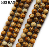 Meihan Natural Picture Stone Smooth Round Beads for DIY Bracelet Necklace