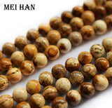 Meihan Natural Picture Stone Smooth Round Beads for DIY Bracelet Necklace