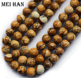 Meihan Natural Picture Stone Smooth Round Beads for DIY Bracelet Necklace