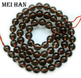 Meihan Natural Smoky Crystal Quartz Smooth Round Beads for DIY Bracelet