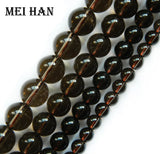 Meihan Natural Smoky Crystal Quartz Smooth Round Beads for DIY Bracelet