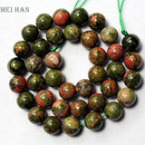 Meihan Natural Unakite Smooth Round Beads 6-10mm for Jewelry Making