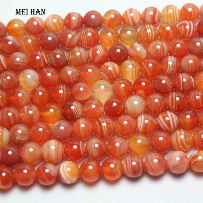 Meihan 8mm Pink Carnelian Round Loose Beads DIY Stone