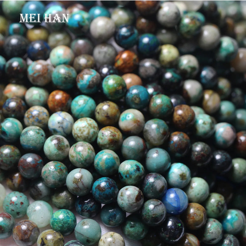 Meihan 8mm Chrysocolla Smooth Round Loose Beads for Jewelry Making