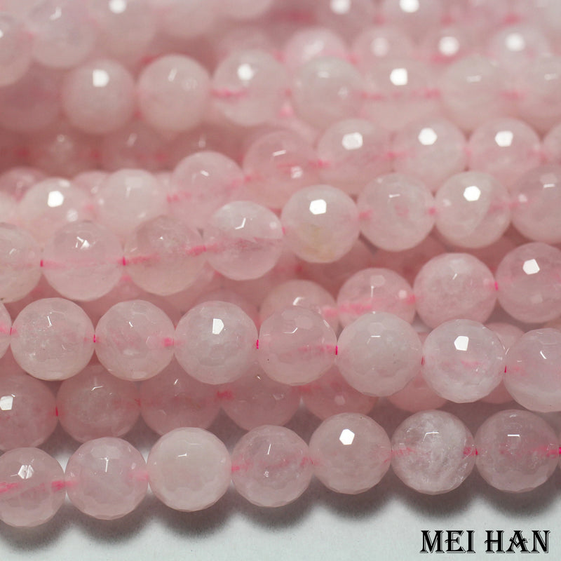 Meihan 10mm Pink Quartz Faceted Beads 2 strands DIY Bracelet Necklace