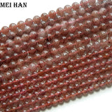 Natural Madagascar Strawberry Quartz Crystal Beads Set - 6mm & 8mm
