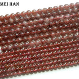 Natural Madagascar Strawberry Quartz Crystal Beads Set - 6mm & 8mm