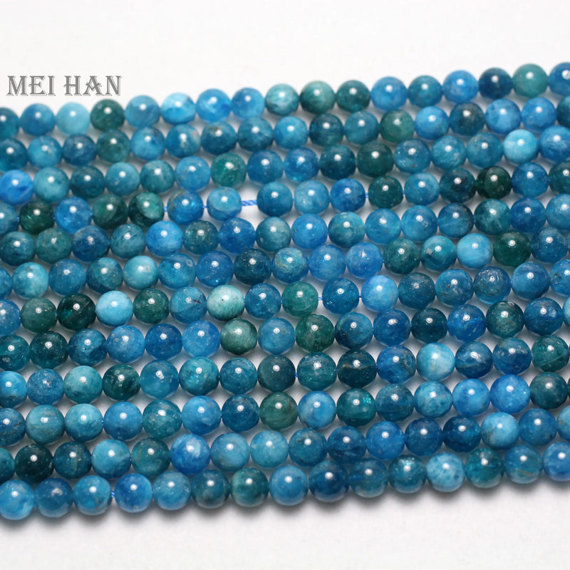 Meihan Natural Apatite Smooth Round Gemstone Beads for Jewelry Making