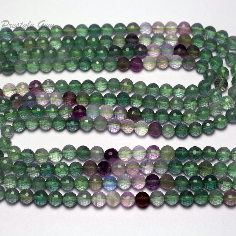Meihan Natural 6mm Colorful Fluorite Round Loose Stone Beads