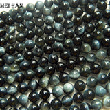 Meihan Natural 6-6.5mm Hawk's Eye Round Loose Stone Beads