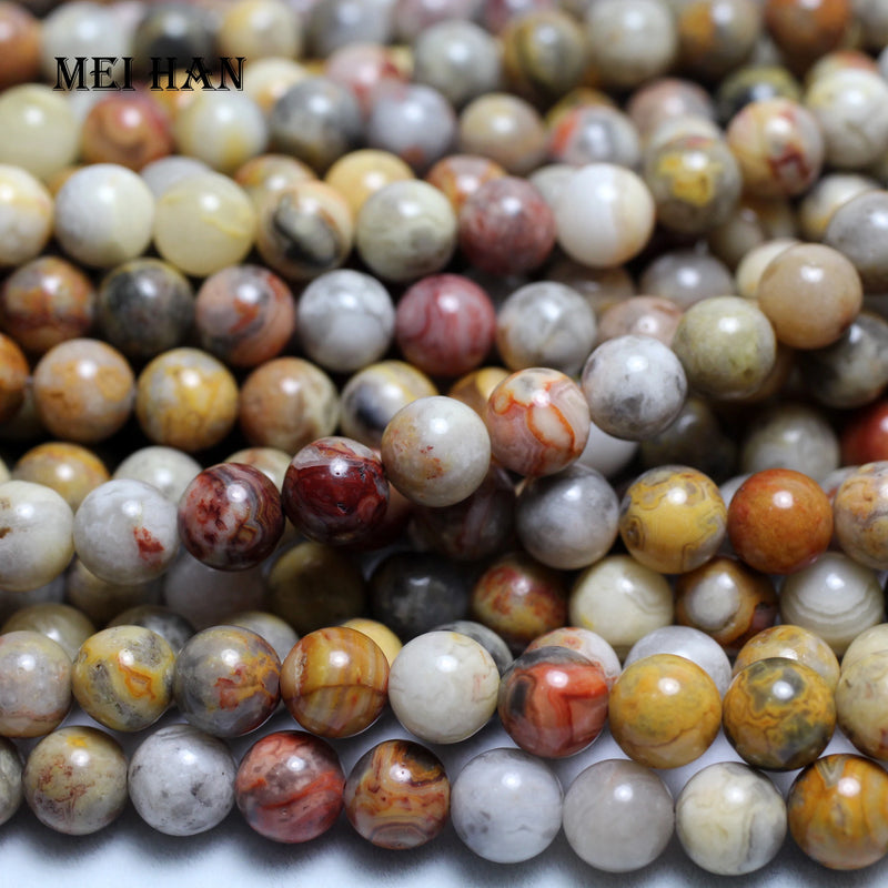 Meihan 8mm Crazy Agate Smooth Round Beads Set for DIY Bracelet