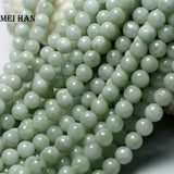 Meihan Burma Jade 6mm Round Beads Set for DIY Jewelry Making