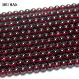 Meihan 3 Strand Set 4mm Red Garnet Smooth Round Beads