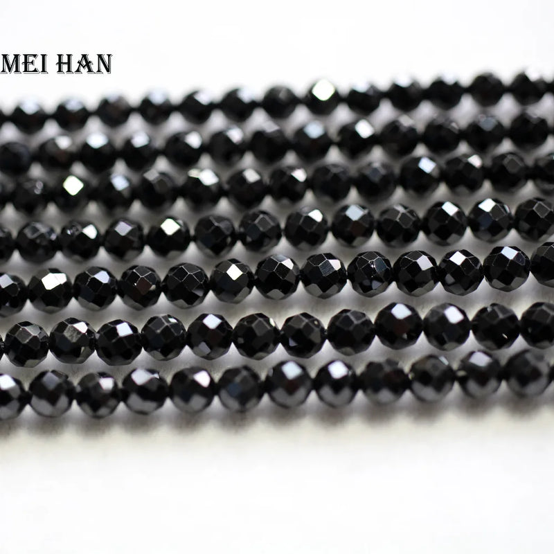 Meihan 3 strands natural 4mm spinel Faceted round loose beads for DIY bracelet