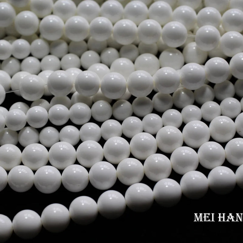 Meihan Natural Tridacna Stone Beads 8mm Round Shell for Jewelry Making