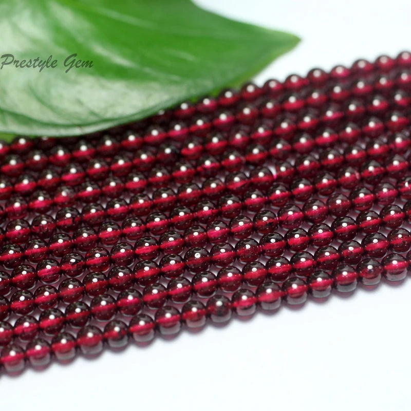Meihan 3mm Red Garnet Smooth Round Loose Beads for DIY Jewelry Making
