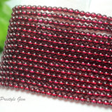 Meihan 3mm Red Garnet Smooth Round Loose Beads for DIY Jewelry Making