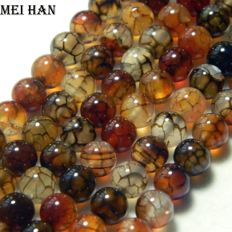 Meihan 8mm Coffee Dragon Veins Loose Beads Set for Jewelry Making