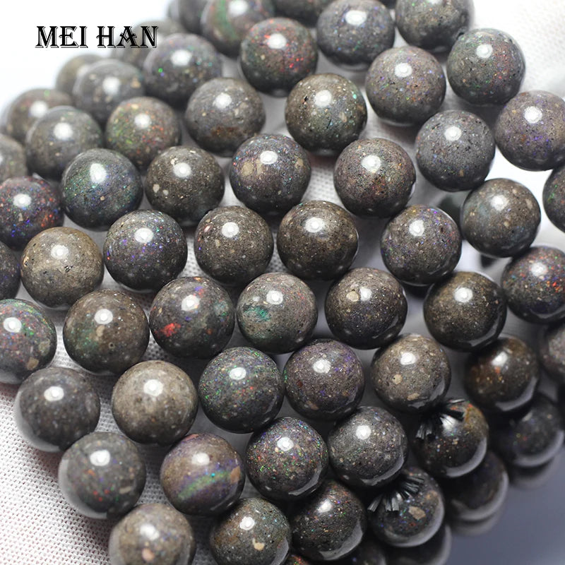 Meihan Natural A++ Australian Opal Smooth Round Gemstone Beads