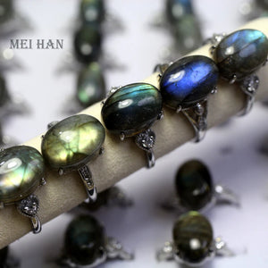 Labradorite Oval Beads Adjustable Ring for Women