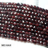Meihan 4.2mm Garnet Faceted Cube Loose Gemstone Beads for Jewelry Making