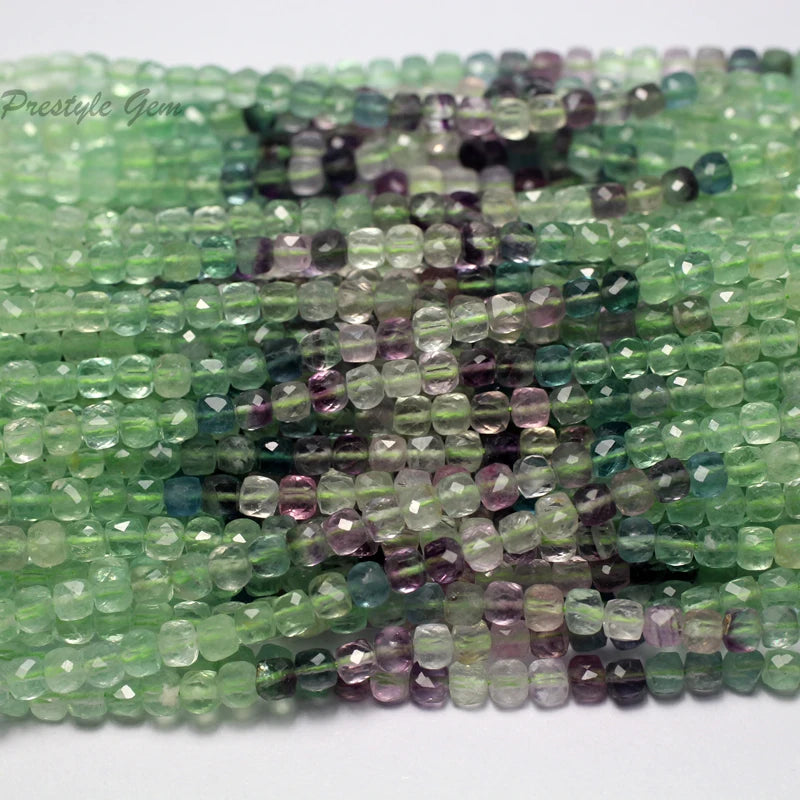Meihan 5mm Fluorite Cube Beads Strand for Jewelry Making