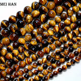 Meihan Natural Brown Tiger Eye Round Beads Stone