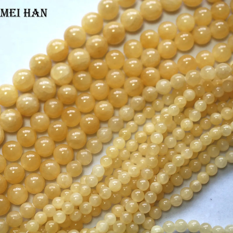 Meihan 6mm 8mm 10mm Honey Jade Round Beads DIY Bracelet Necklace