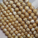 Meihan 8mm 10mm Yellow Shell Beads Round Stone for Jewelry Making