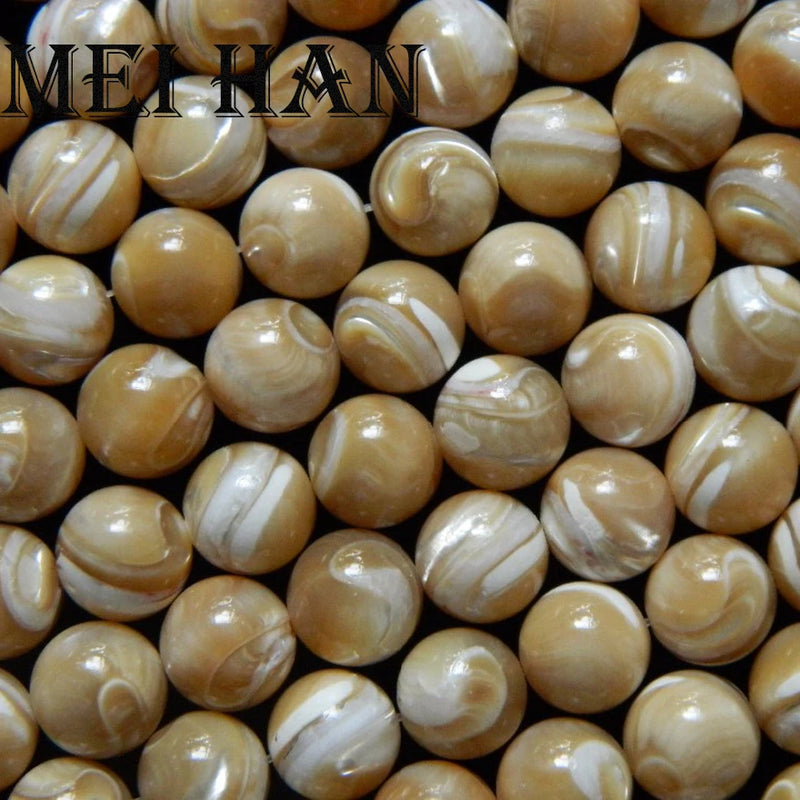Meihan 8mm 10mm Yellow Shell Beads Round Stone for Jewelry Making