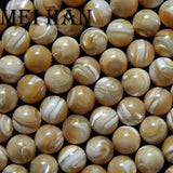 Meihan 8mm 10mm Yellow Shell Beads Round Stone for Jewelry Making