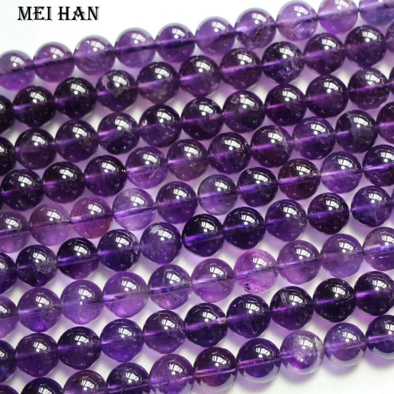 Meihan 8mm Brazil A+ Amethyst Quartz Smooth Round Loose Beads