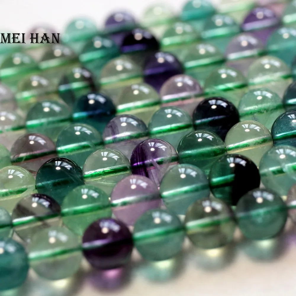 Meihan Natural Colorful Fluorite Smooth Round Loose Beads 8mm