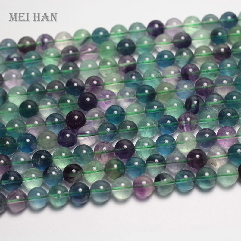 Meihan Natural Colorful Fluorite Smooth Round Loose Beads 8mm