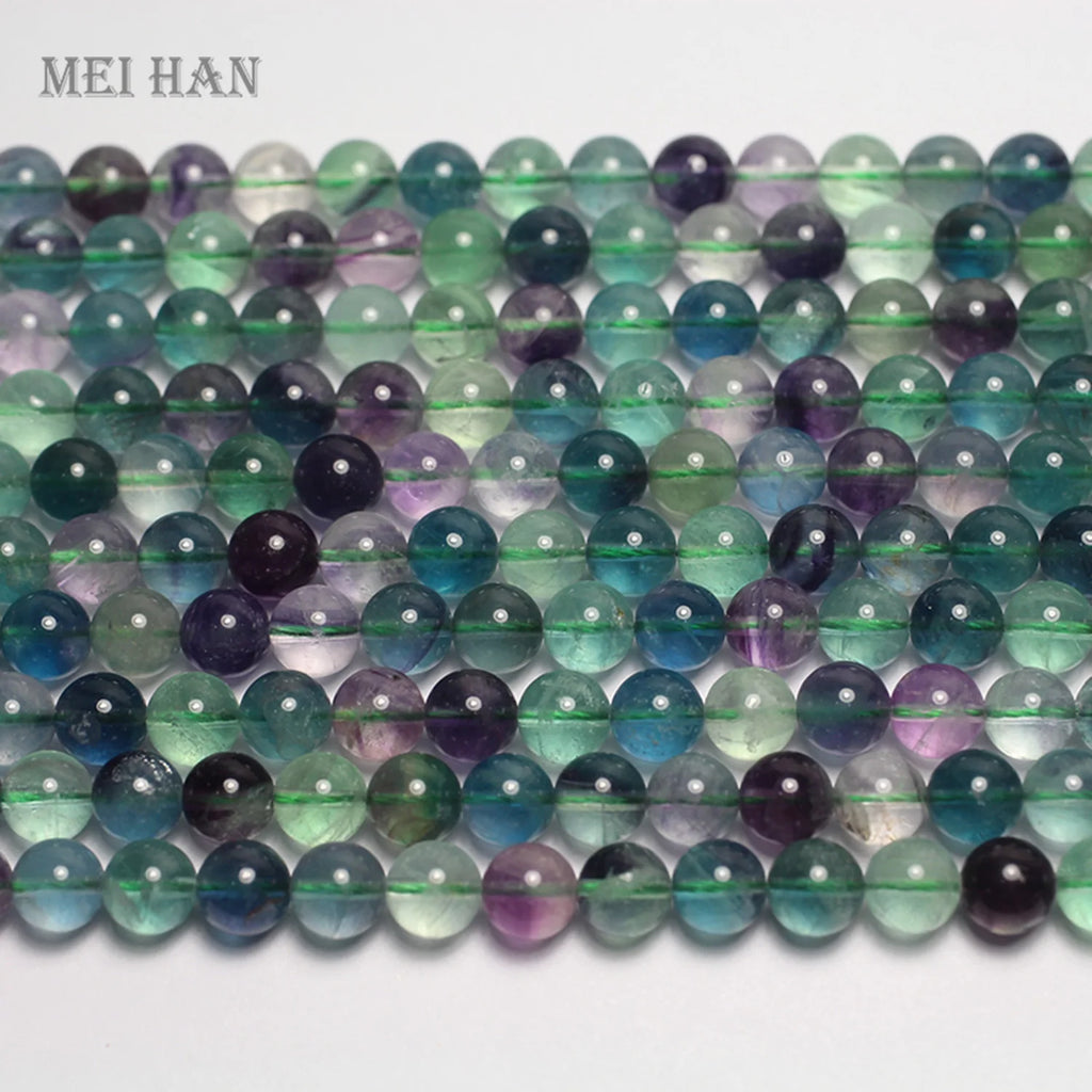 Meihan Natural Colorful Fluorite Smooth Round Loose Beads 8mm