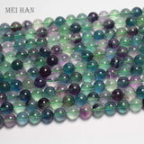 Meihan Natural Colorful Fluorite Smooth Round Loose Beads 8mm
