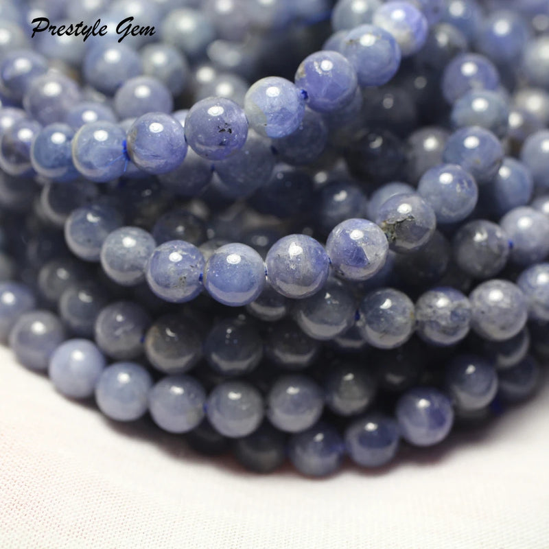A+ Tanzanite Smooth Round Loose Beads Stone For Jewerly Making DIY